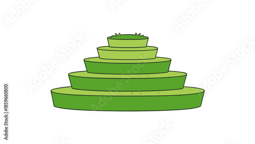 three tiered grassy plateaus landscape for web and graphic design