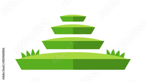 three tiered grassy plateaus landscape for web and graphic design