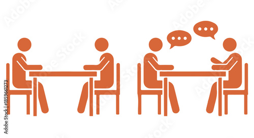 Young adults celebrating at table with conversation bubbles and minimalistic background japanese style coming of age day concept