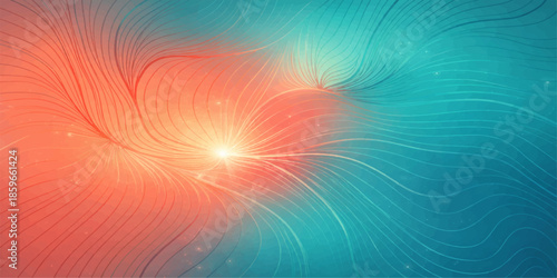 Abstract colorful fractal background featuring a bright red heart with swirl textures and energy burst rays in a vibrant wallpaper design of motion and light