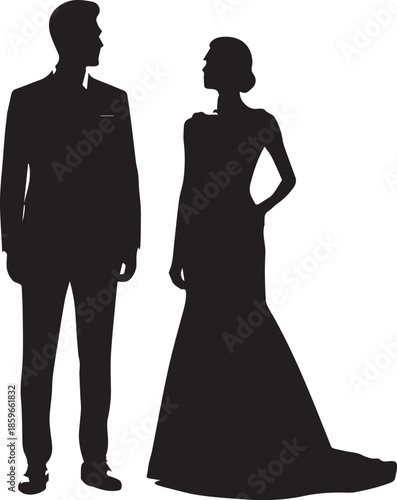 PrinSilhouette of a formally dressed couplet
