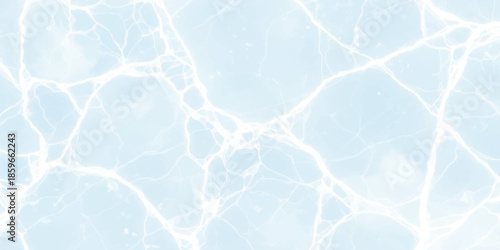 Blue marble-like texture with luminous white cracks or lightning pattern. White lightning cracks on a seamless light blue marble or ice texture background. 