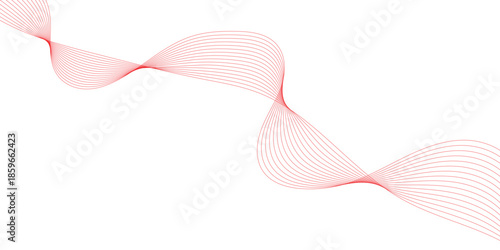 Abstract red wave flowing smoothly on a clean white background. Vector red wave lines background design. Abstract white background with red wave for design brochure, website, and flyer.