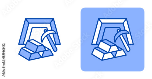 Goldmine Line ColorTwo-tone color and contrasting background icon illustration