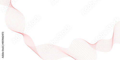 Abstract red wave flowing smoothly on a clean white background. Vector red wave lines background design. Abstract white background with red wave for design brochure, website, and flyer.