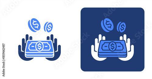 Earnings Glyph ColorTwo-tone color and contrasting background icon illustration