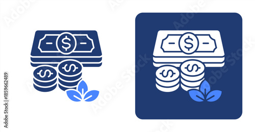 Cash Glyph ColorTwo-tone color and contrasting background icon illustration