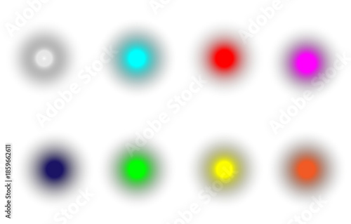 A collection of vibrant glowing circles against a stark black background