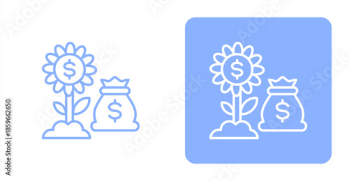 Money Growth LineTwo-tone color and contrasting background icon illustration