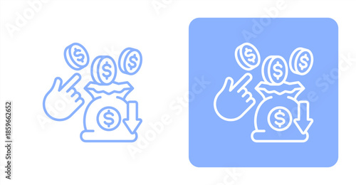 Income LineTwo-tone color and contrasting background icon illustration