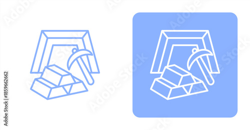 Goldmine LineTwo-tone color and contrasting background icon illustration