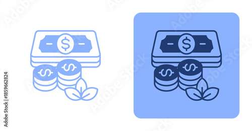 Cash MixedTwo-tone color and contrasting background icon illustration