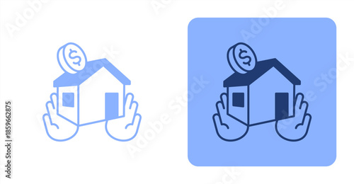 Real Estate MixedTwo-tone color and contrasting background icon illustration