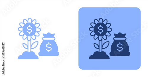 Money Growth MixedTwo-tone color and contrasting background icon illustration