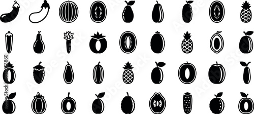 Fruit and vegetable icons Vector