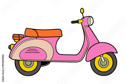 old style motor scooter classic urban transport on white background