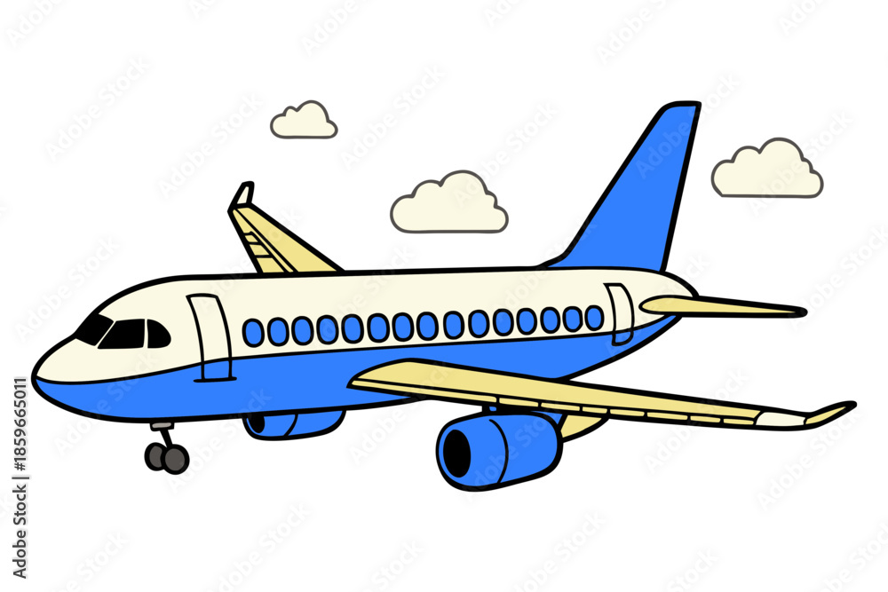 Fototapeta premium Modern passenger aircraft aviation travel concept isolated on white background