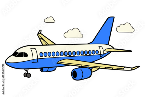 Modern passenger aircraft aviation travel concept isolated on white background