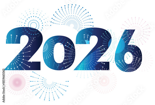 Celebratory 2026 with sparkling fireworks design for new year greetings and festive events