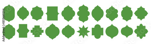 Old mosque window and Islamic door silhouettes, Arabic arch frames, oriental geometric design, Moroccan minimal arcs, Muslim architecture vector, Ramadan Kareem gate decoration.