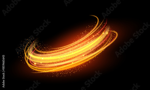 Swirling light trails on dark background