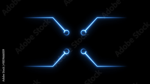 Glowing data cables transferring icon Isolated on Black Background