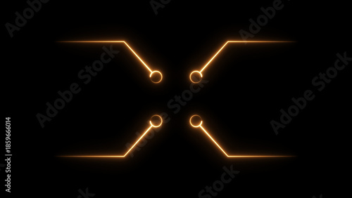 Glowing neon Hub connection animation Isolated on Black Background