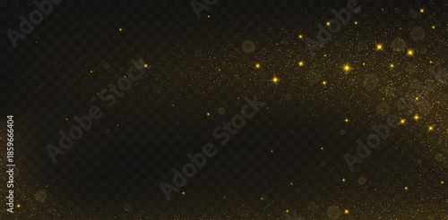 Christmas lights and stars effect with dust, glitter, and festive sparkles and highlights. Vector illustration.