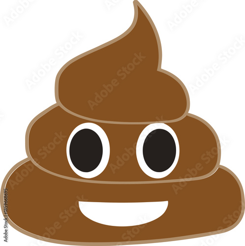 A cartoon poop emoji with a smiley face on transparent background smiling brown icon symbol emoticon feces pile stool happy funny illustration graphic design element