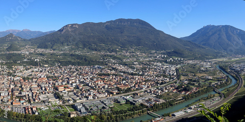 Birds-eye view of Trento in Region of Trentino Italy