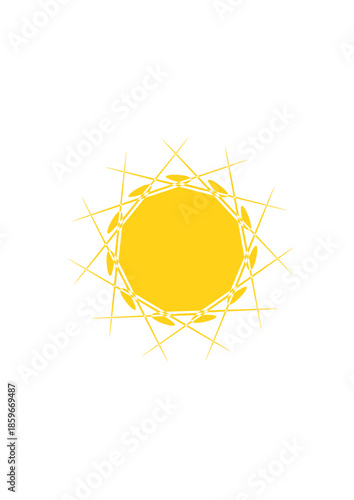 soleil avec forme géométrique pour conception graphique, en jaune