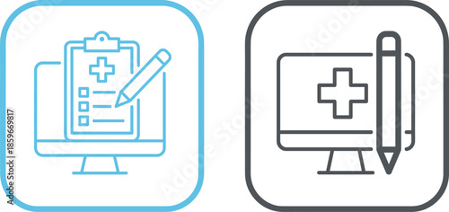 medical,healthcare,digital,checkup,online,diagnosis,telemedicine,clinical,report,medical,form,health,app,icon,vector,illustration,ui,ux,interface,technology,monitor,screen,pencil,design