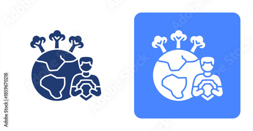 Protection GlyphTwo-tone color and contrasting background icon illustration