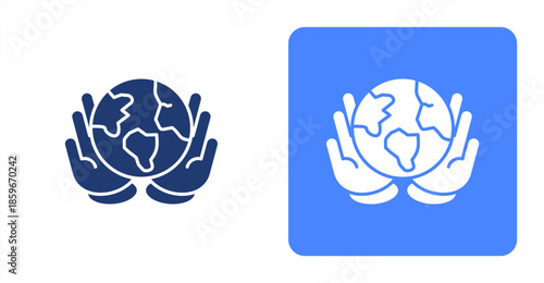 Save World GlyphTwo-tone color and contrasting background icon illustration