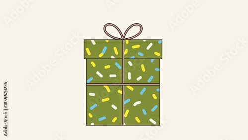 Colorful Gift Box with Confetti Pattern.