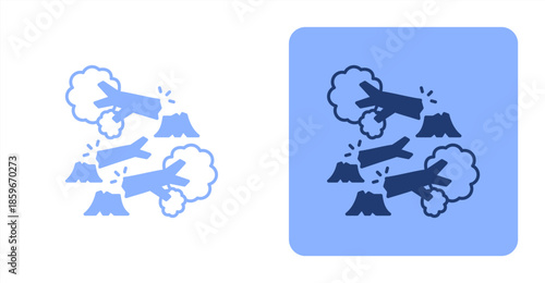 Destruction MixedTwo-tone color and contrasting background icon illustration