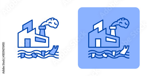 Pollution Line ColorTwo-tone color and contrasting background icon illustration
