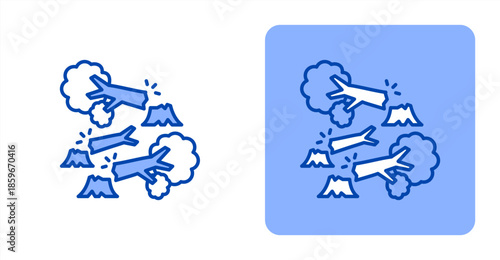 Destruction Line ColorTwo-tone color and contrasting background icon illustration