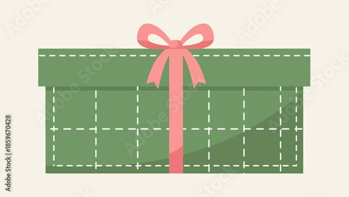 Green Gift Box with Pink Ribbon.