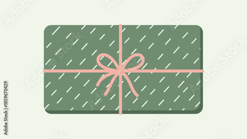 Green Gift Box with Pink Ribbon.