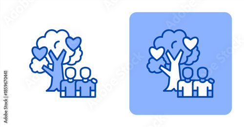 Humanity Line ColorTwo-tone color and contrasting background icon illustration