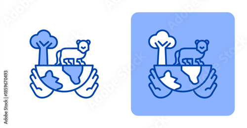 Conservation Line ColorTwo-tone color and contrasting background icon illustration