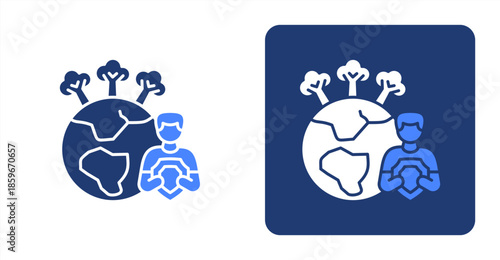 Protection Glyph ColorTwo-tone color and contrasting background icon illustration