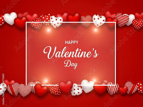 Happy valentine's day wishes with red hearts and love lights