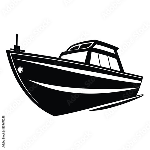 motorboat line art silhouette vector illustration