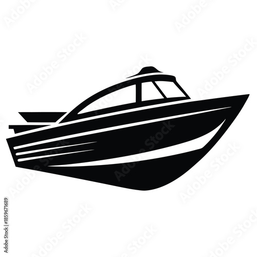 motorboat line art silhouette vector illustration