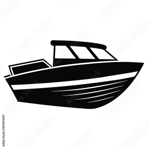 motorboat line art silhouette vector illustration