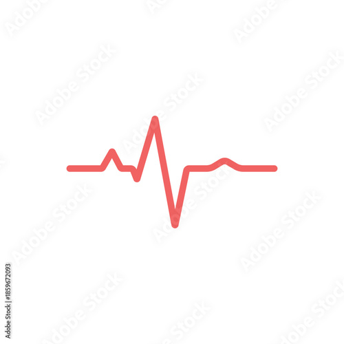 Red pulse line on a white background. Cardiogram. Heart rhythm symbol.
