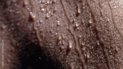Sweat Droplets Rolling Down Human Skin After Workout
