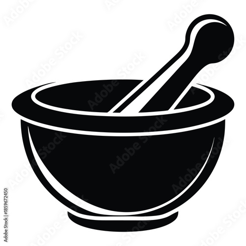 mortar and pestle icon line art silhouette vector illustration